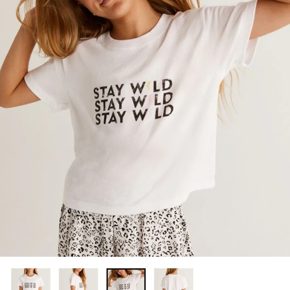 Z Supply Girls Stay Wild Tee White Thunder Bolt